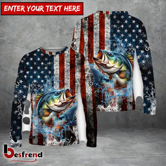Besfrend 11 Breeds Fishing US Flag Customized Name Team Name 3D Shirt
