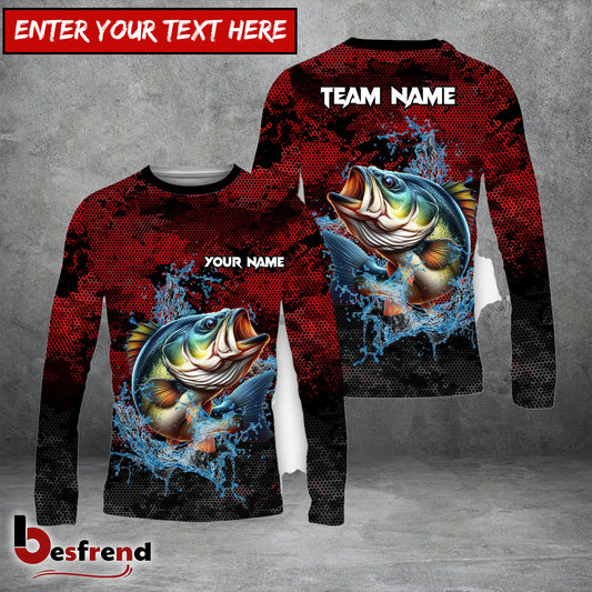 Besfrend 11 Breeds The Fishing Red Color Customized Name Team Name 3D Shirt