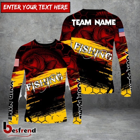 Besfrend 4 Breeds Hexa Flame Angler Fishing Personalized Name 3D Shirt