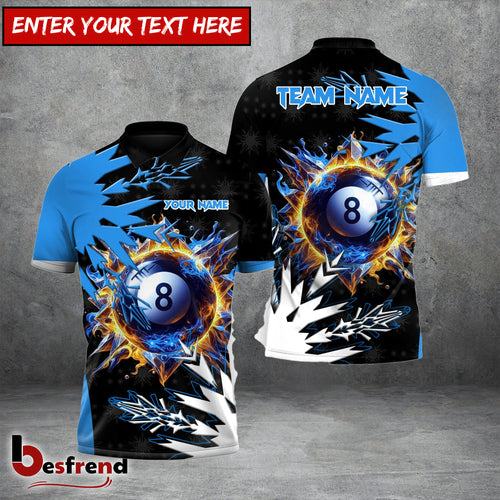 Besfrend 4 Colors Billiards Pool 8 Power Personalized Name And Team Name Shirt