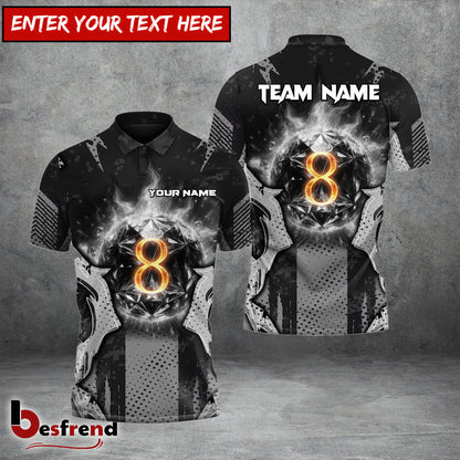Besfrend 4 Colors Billiards Pool 8 Titan Personalized Name And Team Name Shirt