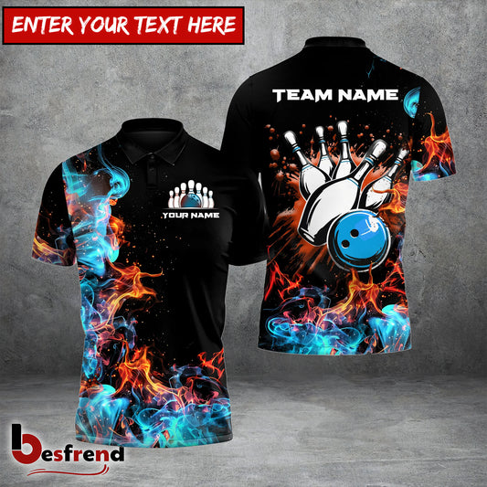 Besfrend  Colors Bowling and Pins Personalized Name And Team Name Shirt
