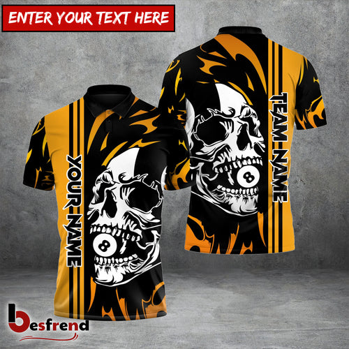 Besfrend 5 Colors Billiards Pool 8 Skull Face Personalized Name And Team Name Shirt