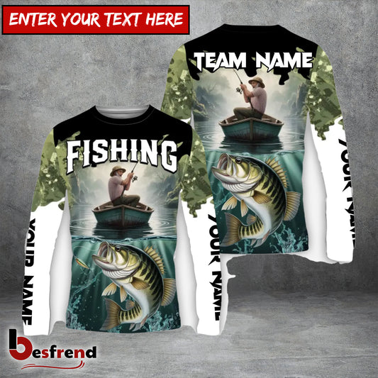 Besfrend 8 Breeds Wild Water Escape Fishing Personalized Name 3D Shirt