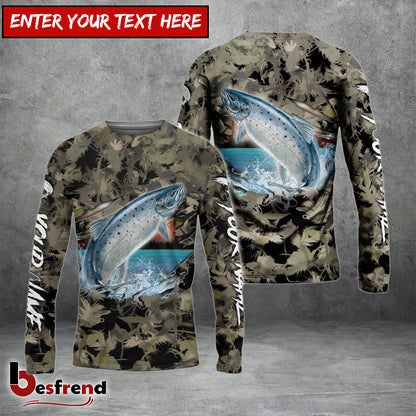 Besfrend Atlantic Salmon Fishing Lure Camouflage Custom Name Shirts