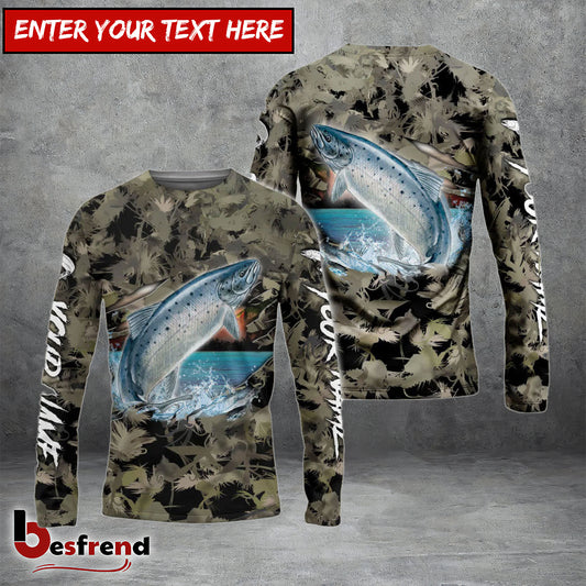 Besfrend Atlantic Salmon Fishing Lure Camouflage Custom Name Shirts
