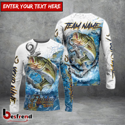 Besfrend Bass Fishing Anchor Ocean Splash Design Name  Team Name 3D Shirts