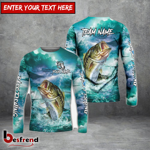 Besfrend Bass Fishing Fishing Teal Thunderstorm Name  Team Name 3D Shirts