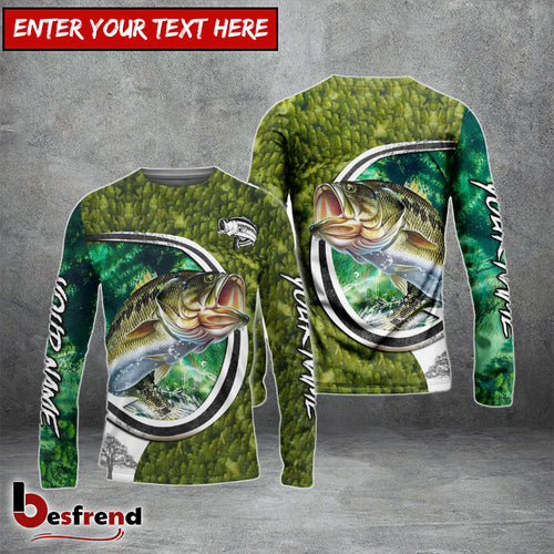 Besfrend Bass Fishing Hook Green Custom Long Sleeves Fishing Shirt