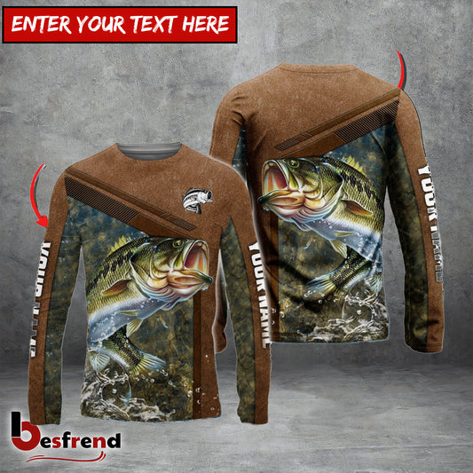 Besfrend Bass Fishing Leather Pattern Personalized Shirt