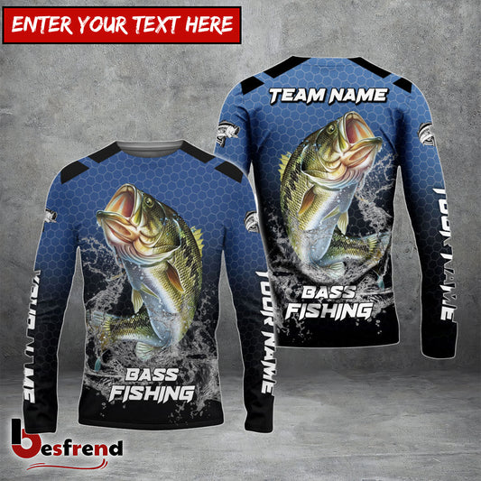 Besfrend Bass Fishing Lightning Pattern Sport Custom Name  Team Name 3D Shirts