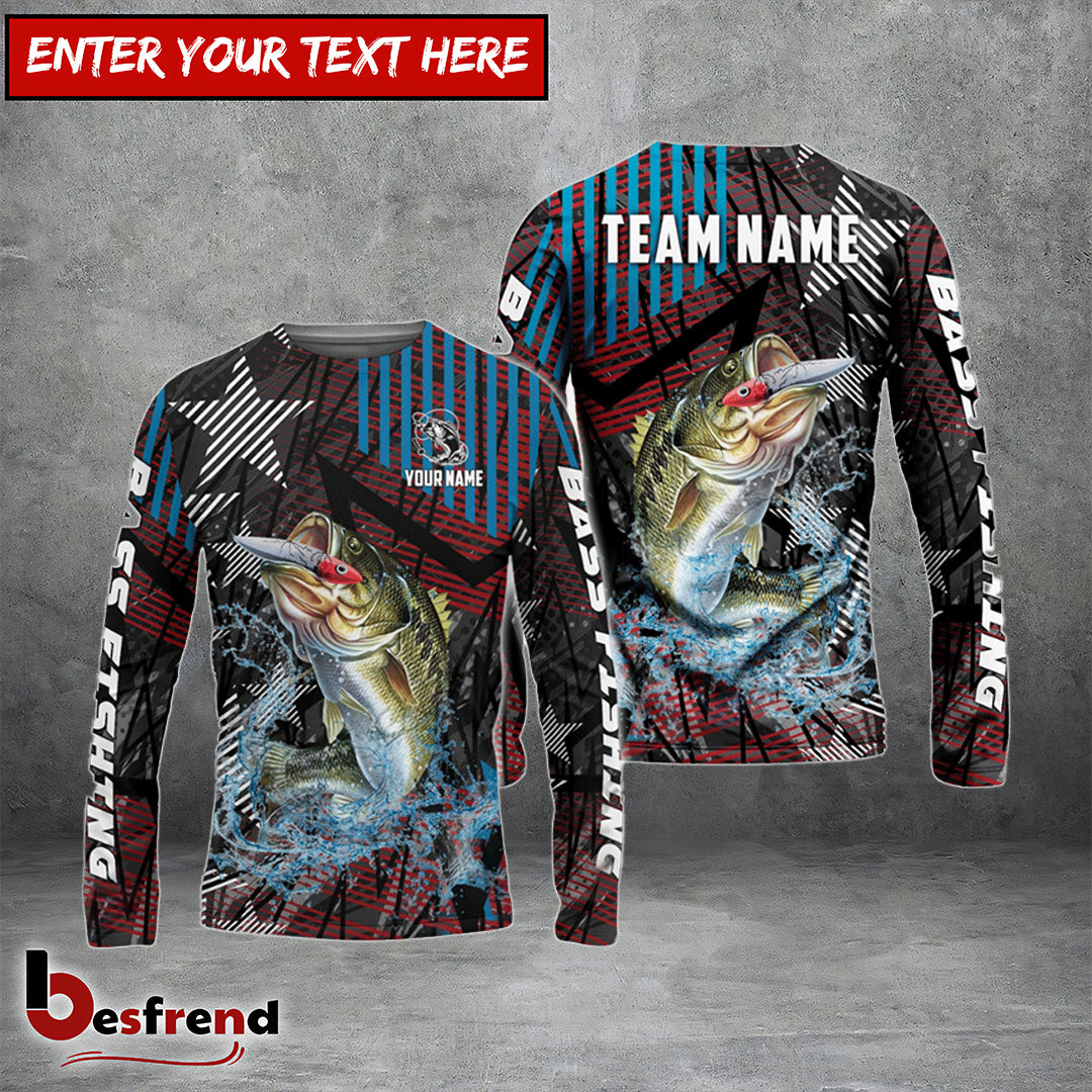 Besfrend Bass Fishing Rising Star Custom Name  Team Name 3D Shirts