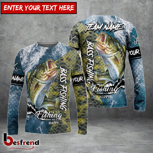 Besfrend Bass Fishing Skin Seawave Custom Name  Team Name 3D Shirts