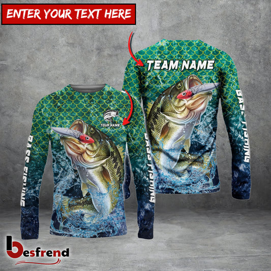 Besfrend Bass Fishing Yellow Fin Sport Custom Name  Team Name 3D Shirts