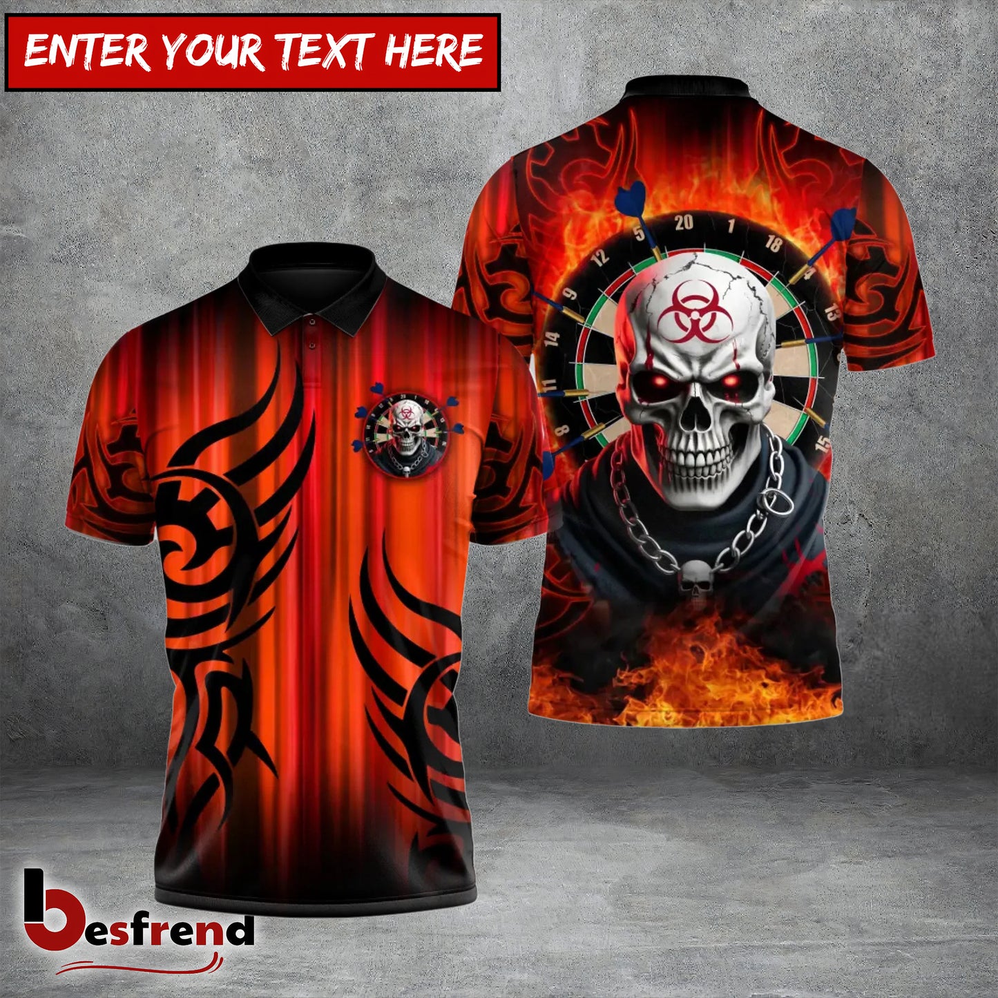 Besfrend Biohazard Skull Inferno Darts 3D Shirt