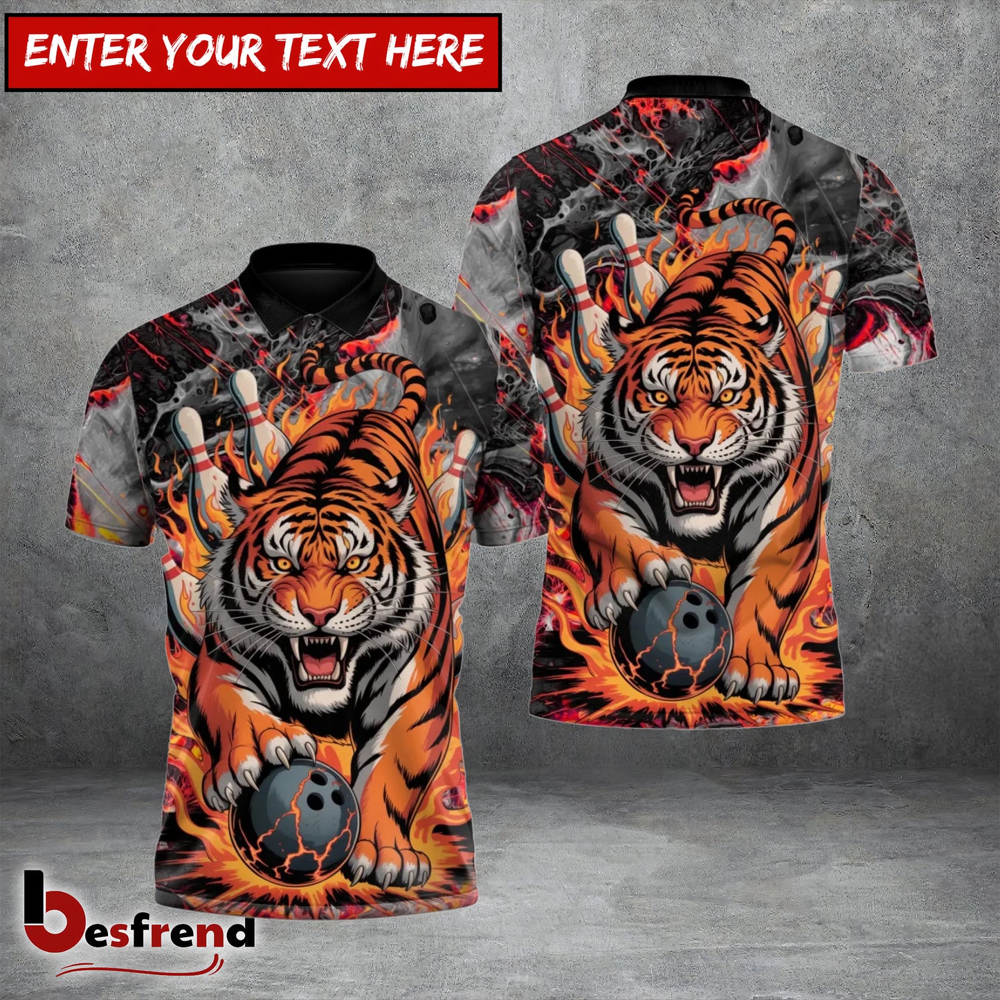 Besfrend Blaze Tiger Bowling 3D Shirt