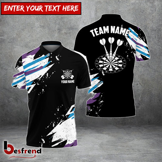 Besfrend Blue And Black Darts Personalized Name Team Name 3D Shirt