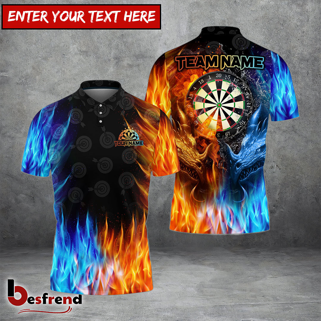 Besfrend Blue Fire Dartboard Customized Name Team Name 3D Unisex Shirt
