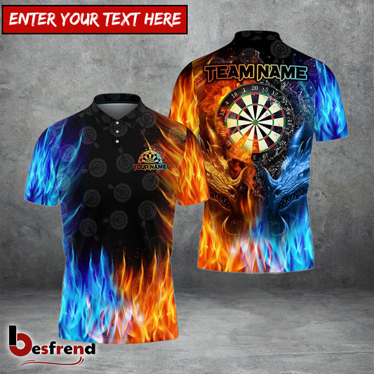 Besfrend Blue Fire Dartboard Customized Name Team Name 3D Unisex Shirt