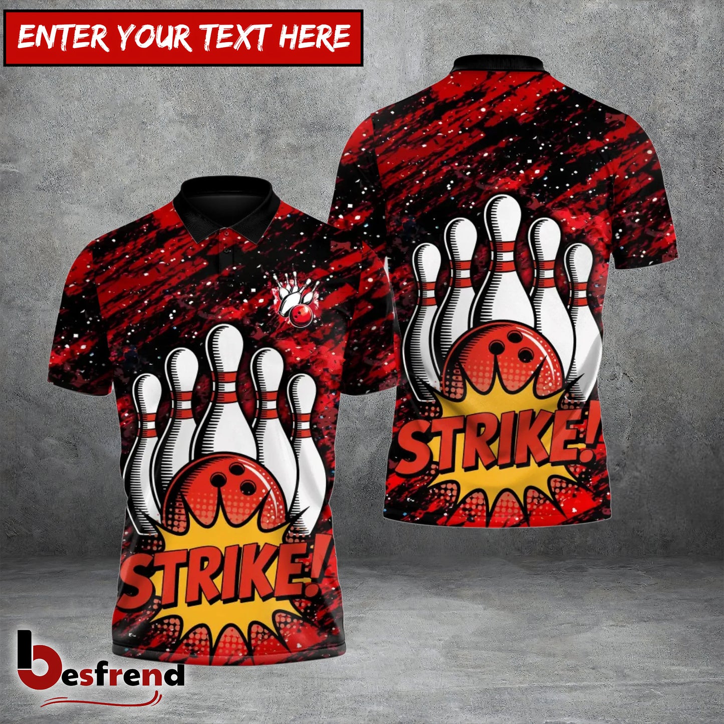 Besfrend Boom Strike Bowling Polo Custom Team Shirt