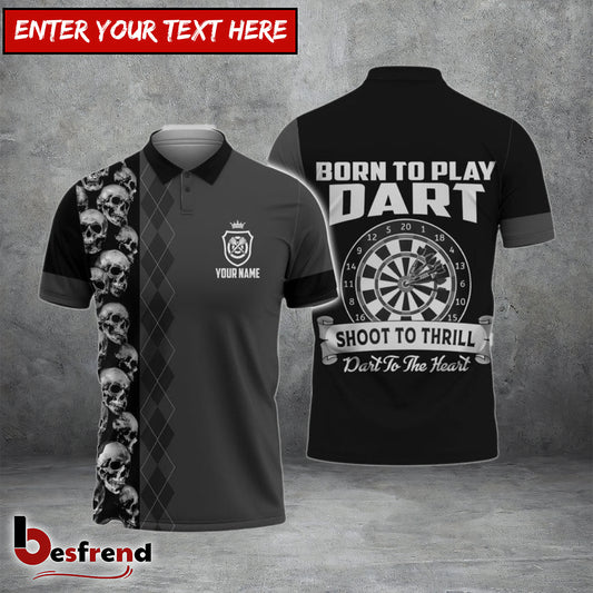 Besfrend Born to Play Dart Shoot to Thrill Personalized Name 3D Shirt