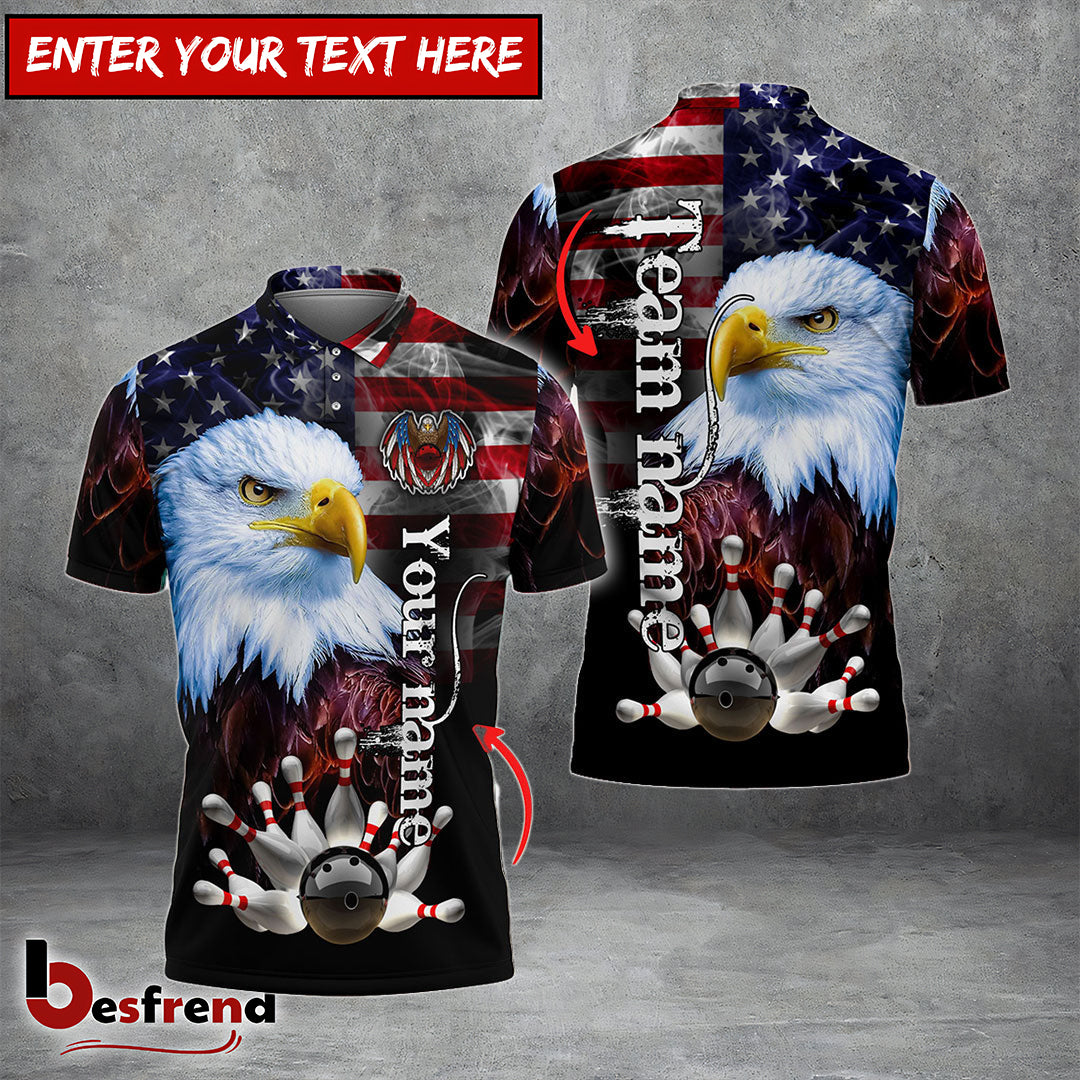 Besfrend Bowling American Eagle Customized Name Team Name 3D Shirt