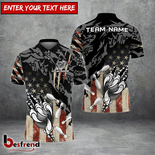 Besfrend Bowling And Pins American Eagle Claws Customized Name 3D Shirt  Colors