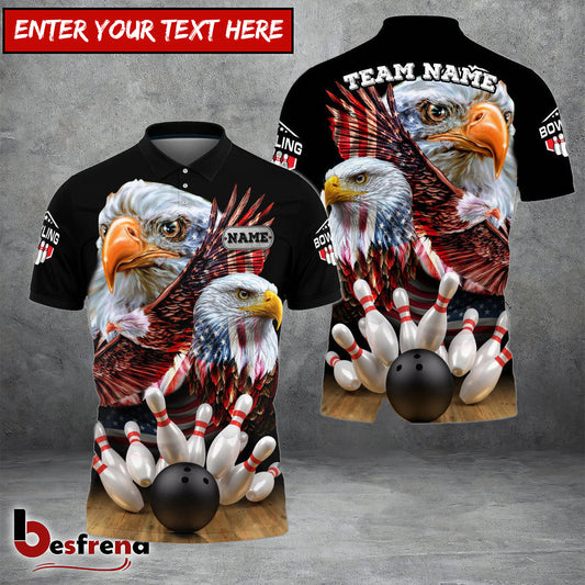 Besfrend Bowling And Pins American Eagles Pride Customized Name And Team Name 3D Shirt