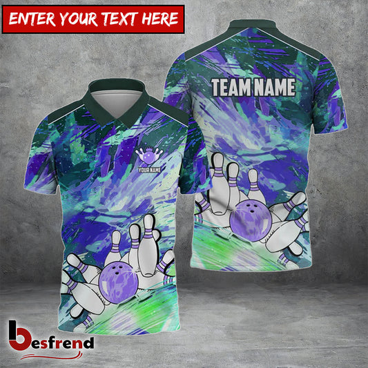 Besfrend Bowling And Pins Art Of Painting Multicolor Customized Name 3D Shirt   Colors
