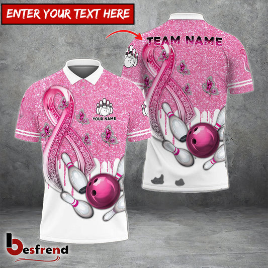 Besfrend Bowling And Pins Awareness Edition Customized Name 3D Shirt  Colors