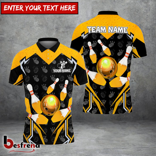 Besfrend Bowling And Pins Beer Pattern Personalized Name And Team Name 3D Shirt