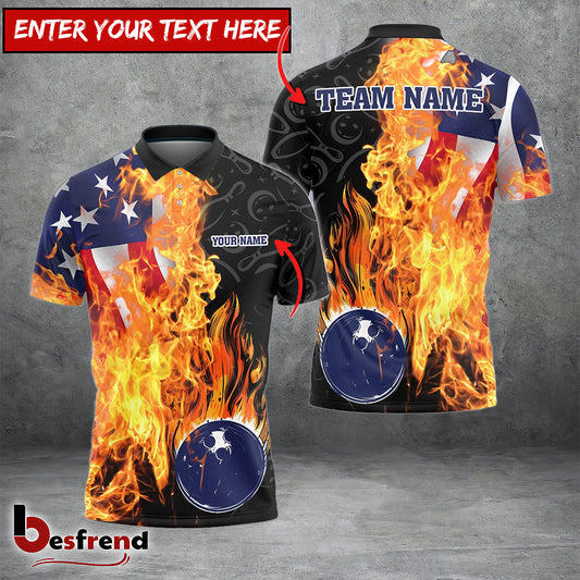 Besfrend Bowling And Pins Blazing America Customized Name Team Name 3D Shirt