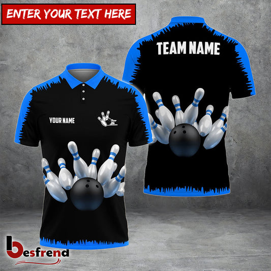 Besfrend Bowling And Pins Classic Pattern Customized Name 3D Shirt  Colors