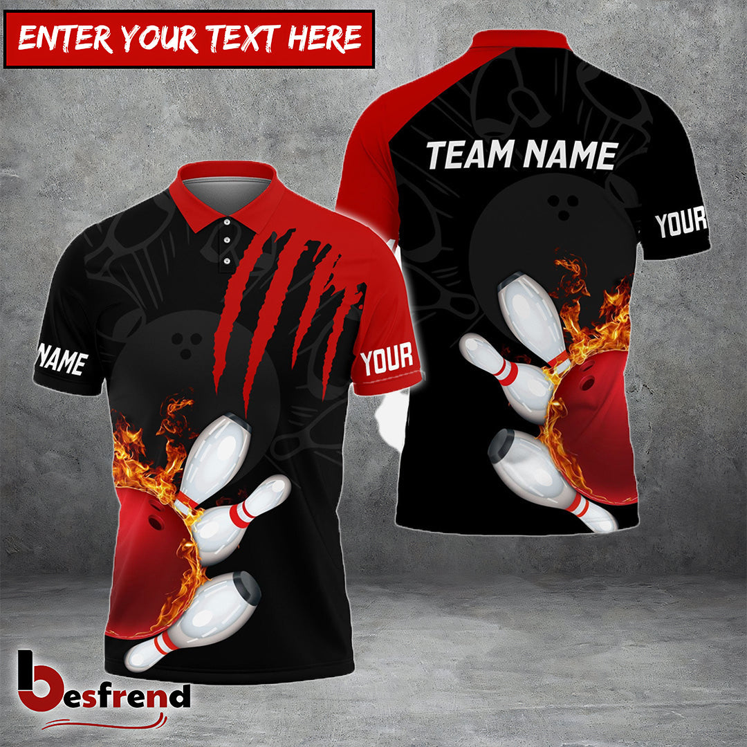 Besfrend Bowling And Pins Color Scratch Customized Name 3D Shirt  Colors