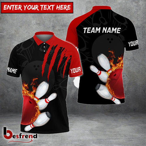 Besfrend Bowling And Pins Color Scratch Customized Name 3D Shirt  Colors