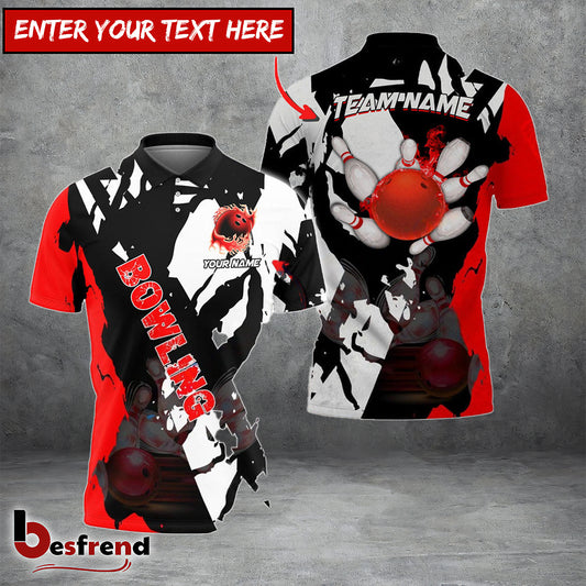 Besfrend Bowling And Pins Cracks Of Time Customized Name 3D Shirt  6 Colors