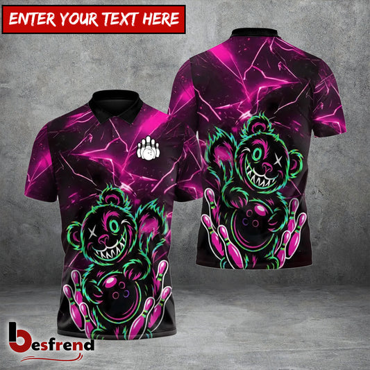 Besfrend Bowling And Pins Crazy Bear with Ball  Pins 3D Shirt