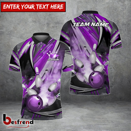 Besfrend Bowling And Pins Dejavu Drift Multicolor Customized Name 3D Shirt   Colors