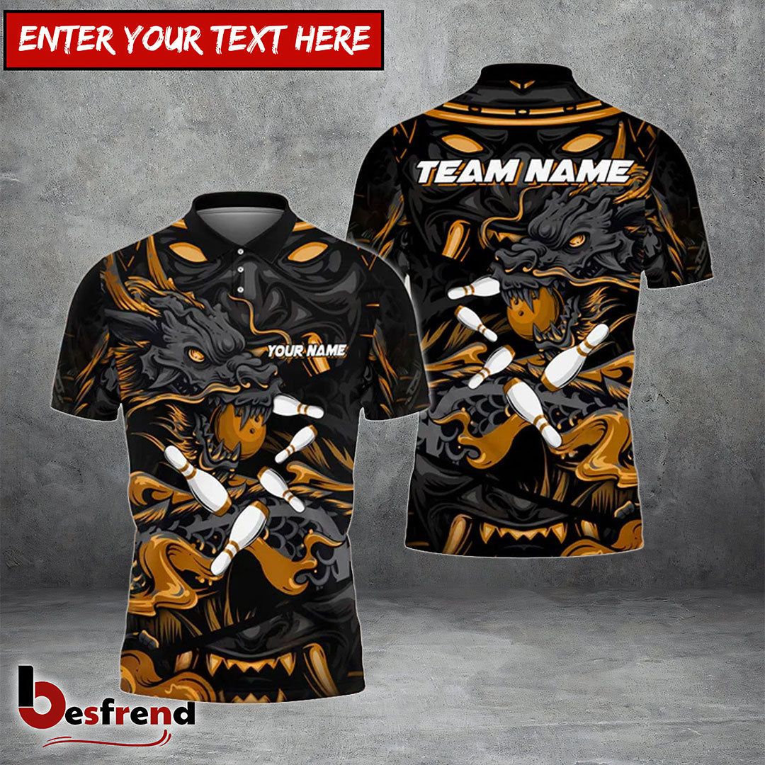 Besfrend Bowling And Pins Dragon  Samurai Customized Name 3D Shirt   Colors