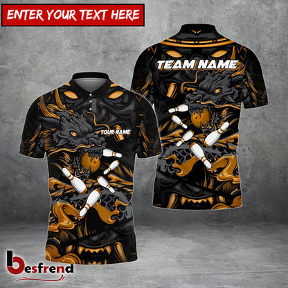 Besfrend Bowling And Pins Dragon  Samurai Customized Name 3D Shirt   Colors