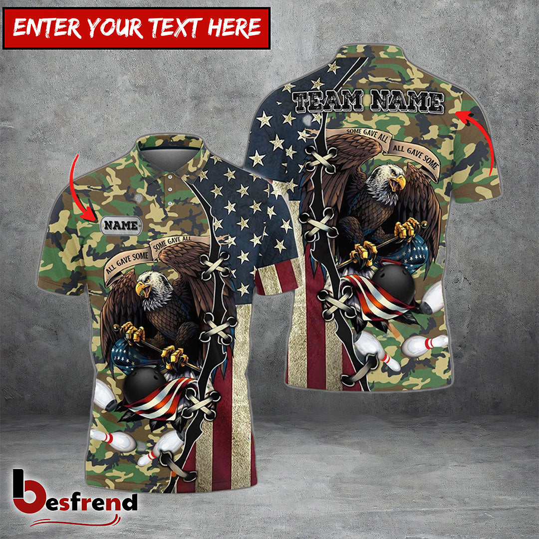 Besfrend Bowling And Pins Eagles Army Multicolor Customized Name 3D Shirt   Colors