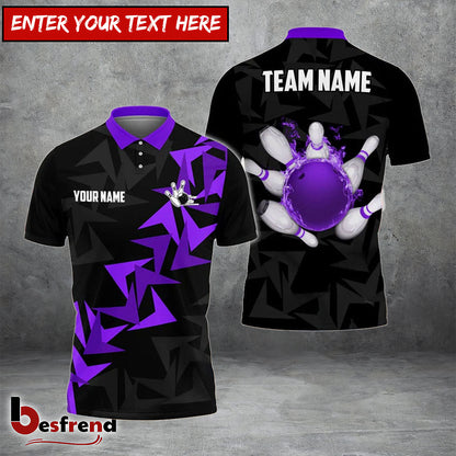 Besfrend Bowling And Pins Fallen Leaves Pattern Customized Name 3D Shirt  Colors