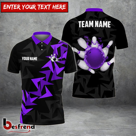 Besfrend Bowling And Pins Fallen Leaves Pattern Customized Name 3D Shirt  Colors