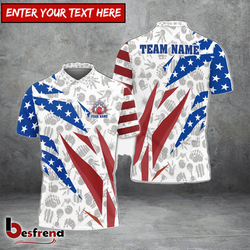 Besfrend Bowling And Pins Flag Broken Customized Name Team Name 3D Shirt