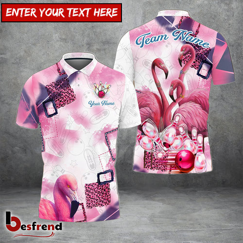 Besfrend Bowling And Pins Flamingo Style Customized Name Team Name 3D Shirt