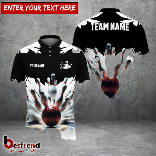 Besfrend Bowling And Pins Ice Age Pattern Customized Name 3D Shirt  Colors