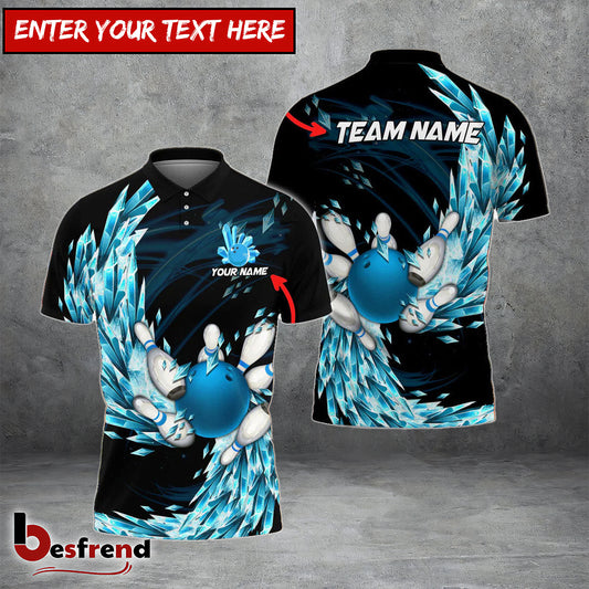Besfrend Bowling And Pins Ice Breath Pattern Customized Name 3D Shirt  Colors