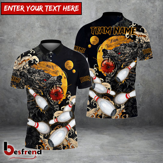Besfrend Bowling And Pins Monster Moon Personalized Name Team Name 3D Shirt  Colors