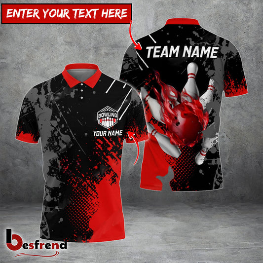 Besfrend Bowling And Pins Paint Style 2 Multicolor Customized Name 3D Shirt   Colors