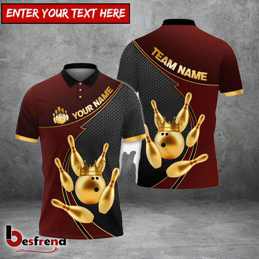 Besfrend Bowling And Pins Royal Crown Customized Name 3D Shirt 6 Colors